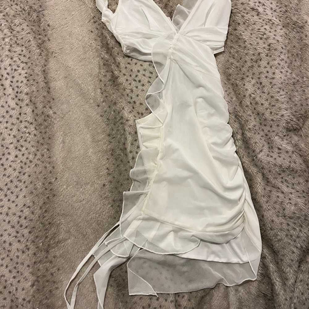 Elegant White Ruched Dress